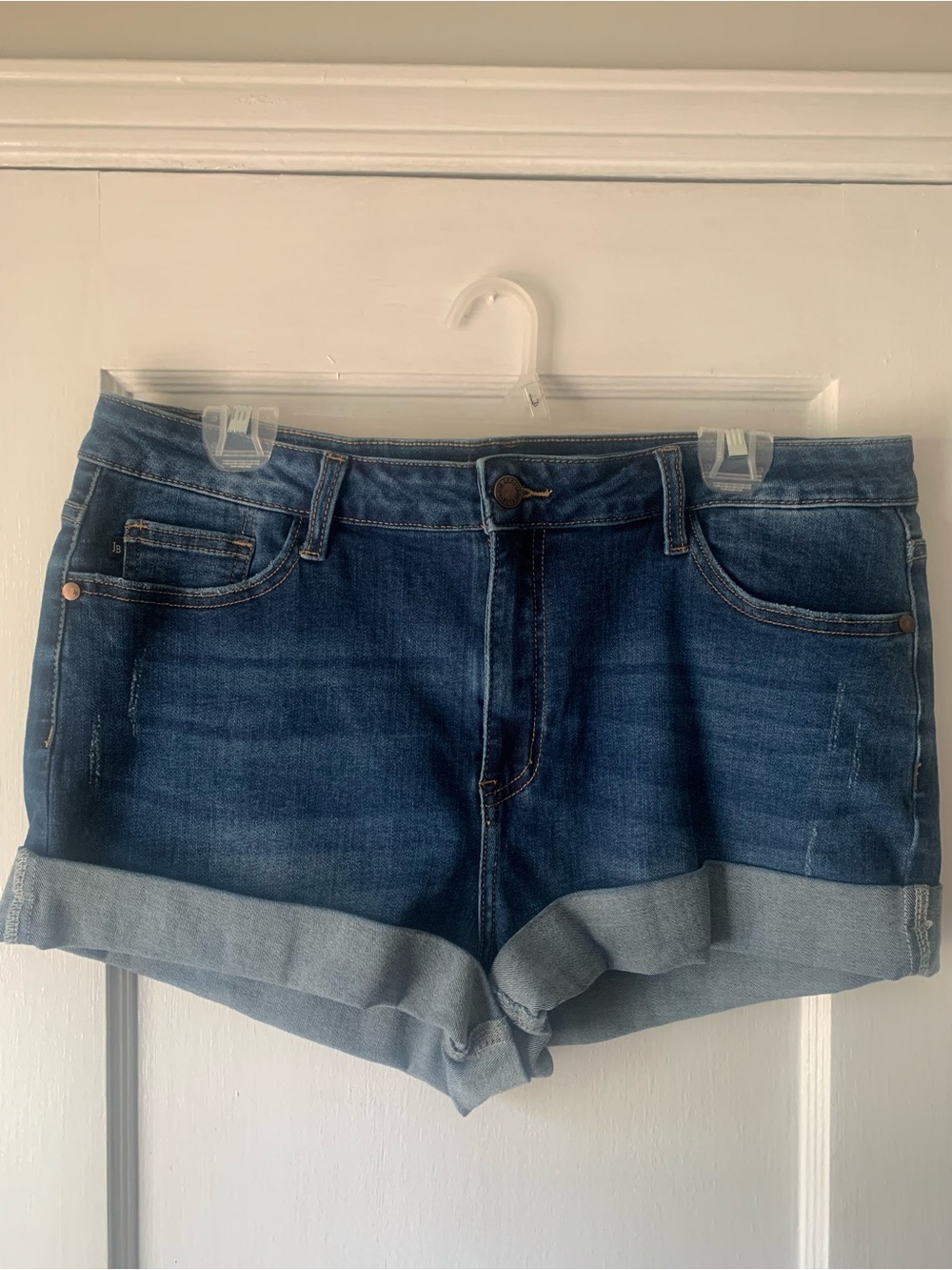 Judy Blue Medium Wash Distressed Denim Cuffed Jean Shorts Size 32 Jorts